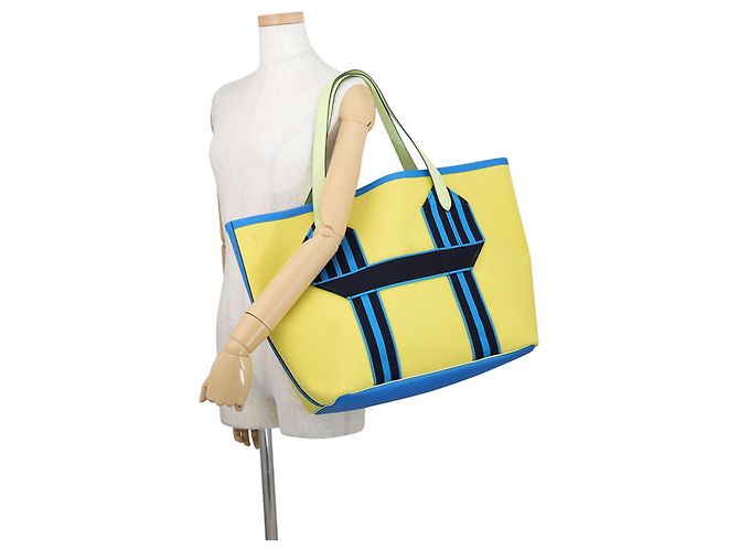 Bolsa tote Hermès Kara em couro azul e verde - vista 4