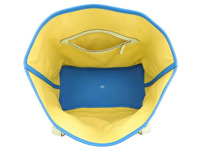 Bolsa tote Hermès Kara em couro azul e verde - vista 5