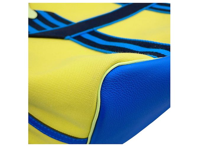 Bolsa tote Hermès Kara em couro azul e verde - vista 9