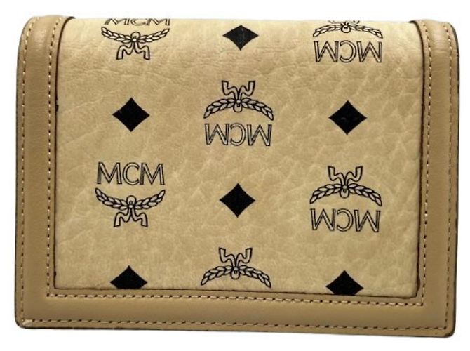 Cartera MCM Tracy Visetos Plegable Beige - vista 2