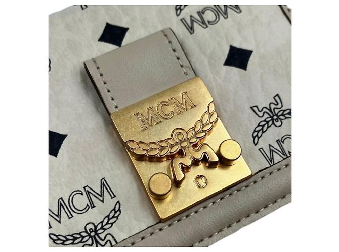 Cartera MCM Tracy Visetos Plegable Beige - vista 3