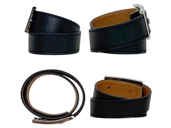 Bracciale Loewe in pelle nero e argento - vista 2