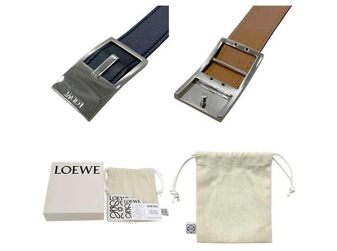 Bracciale Loewe in pelle nero e argento - vista 3