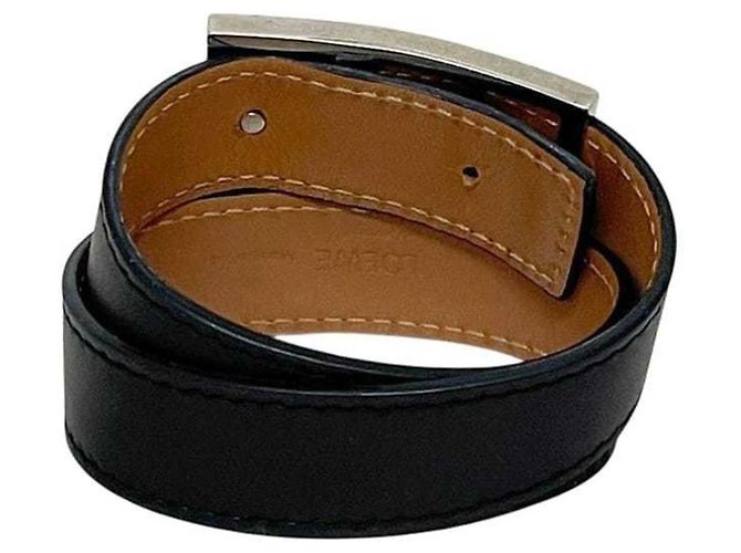 Bracciale Loewe in pelle nero e argento - vista 5