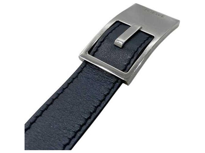 Bracciale Loewe in pelle nero e argento - vista 8