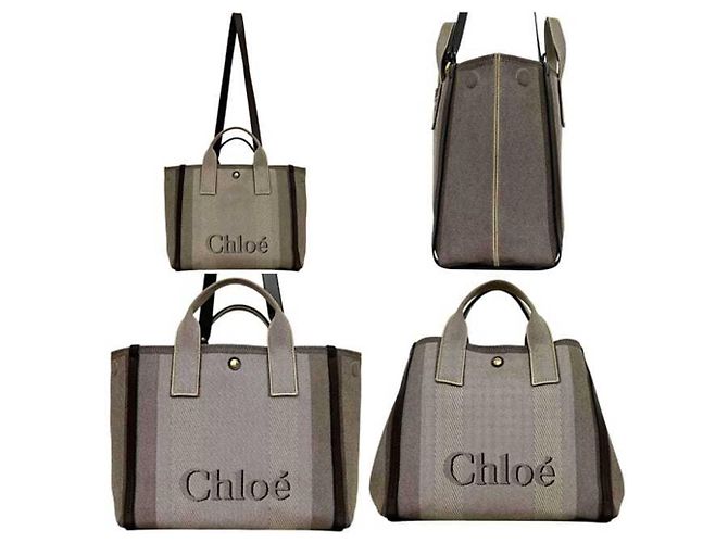Chloé 2-Way Tote Bag Braun Leder und Canvas - Ansicht 2