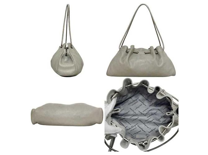 Borsa Tote Salvatore Ferragamo in pelle grigia - vista 2