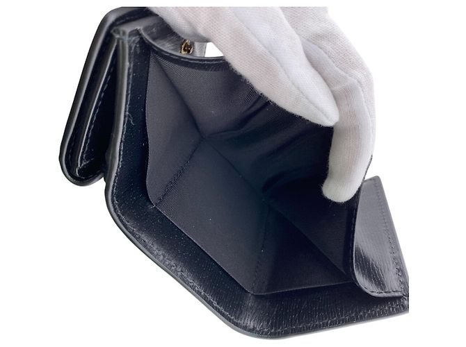 Portafoglio tri-fold Gucci in pelle nera - vista 10
