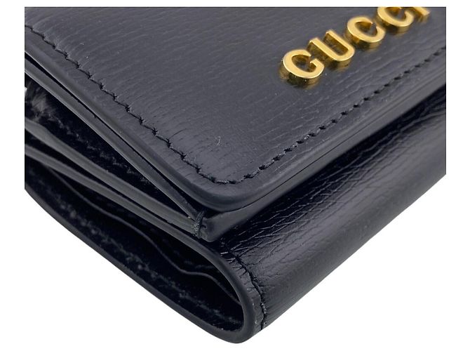 Portafoglio tri-fold Gucci in pelle nera - vista 3