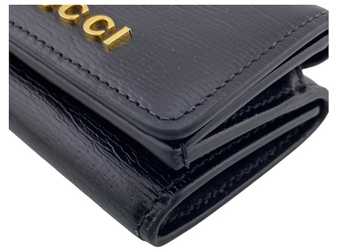 Portafoglio tri-fold Gucci in pelle nera - vista 4