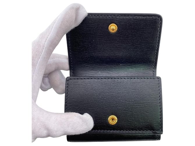 Portafoglio tri-fold Gucci in pelle nera - vista 5