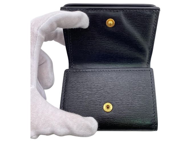 Portafoglio tri-fold Gucci in pelle nera - vista 7