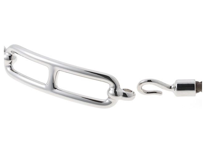Hermès Pulseira de berloques Hermes em couro Swift Etoupe Gray - vista 4