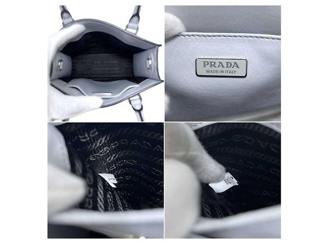 Prada Schultertasche aus grauem Leder - Ansicht 3