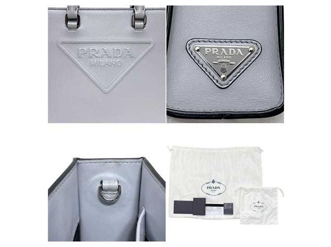 Prada Schultertasche aus grauem Leder - Ansicht 4