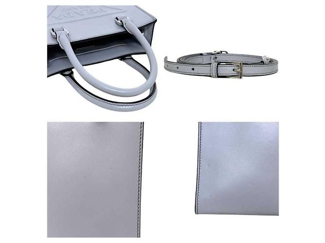 Prada Schultertasche aus grauem Leder - Ansicht 5