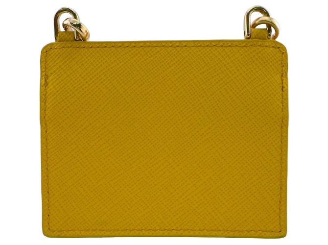 Cartera de cadena/hombro de piel Saffiano amarilla Prada - vista 2