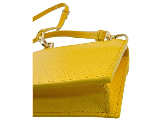 Cartera de cadena/hombro de piel Saffiano amarilla Prada - vista 5