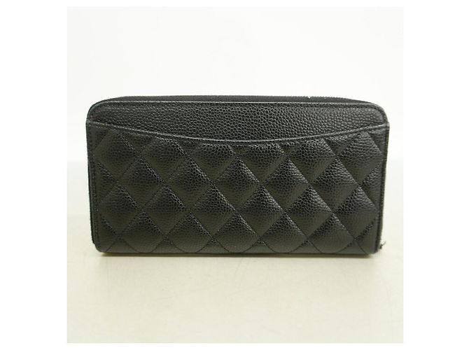 Portafoglio lungo Chanel in pelle di vitello martellata nera - vista 8