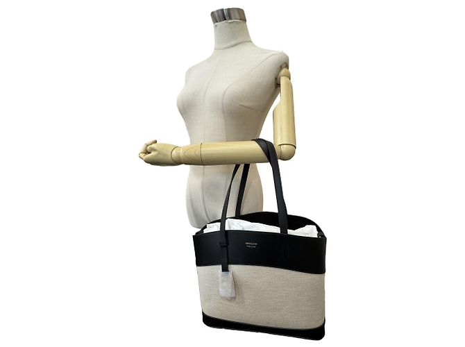 Borsa Tote Salvatore Ferragamo in tela e pelle nera - vista 11