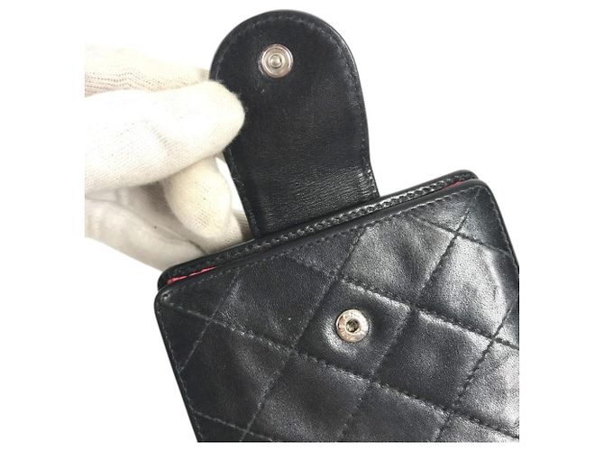Portafoglio bi-fold in pelle nera Chanel Cambon Line - vista 10