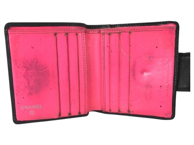Portafoglio bi-fold in pelle nera Chanel Cambon Line - vista 12