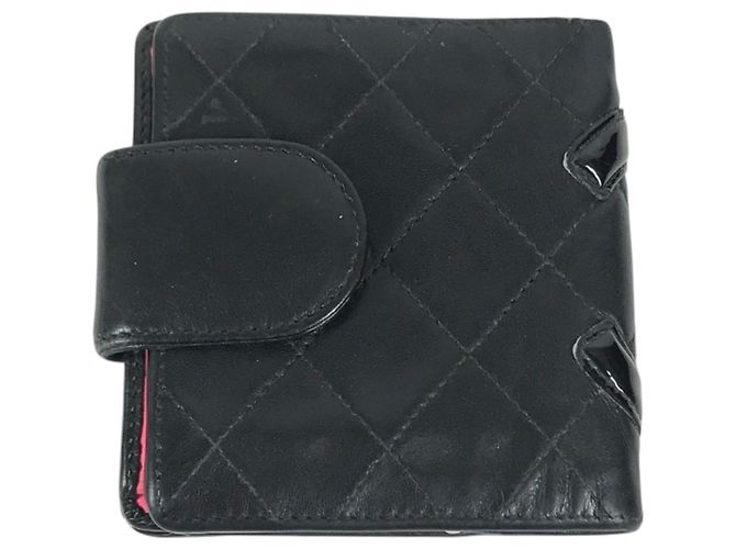 Portafoglio bi-fold in pelle nera Chanel Cambon Line - vista 2