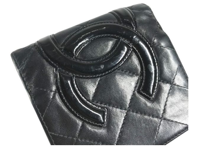 Portafoglio bi-fold in pelle nera Chanel Cambon Line - vista 7