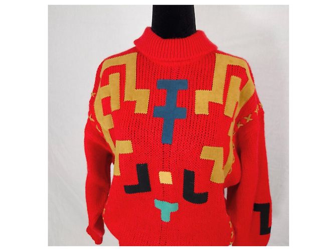 Iceberg Jean-Charles de Castelbajac Roter Alpaka Pullover - Ansicht 2