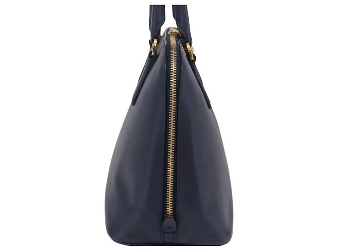 Sac à main PRADA cuir Safiano Navy Gold - vue 3