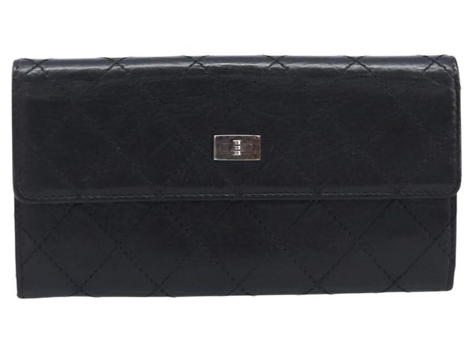 Mademoiselle Portafoglio lungo CHANEL 2.55 Matelassé in pelle nera con CC argento - vista 13