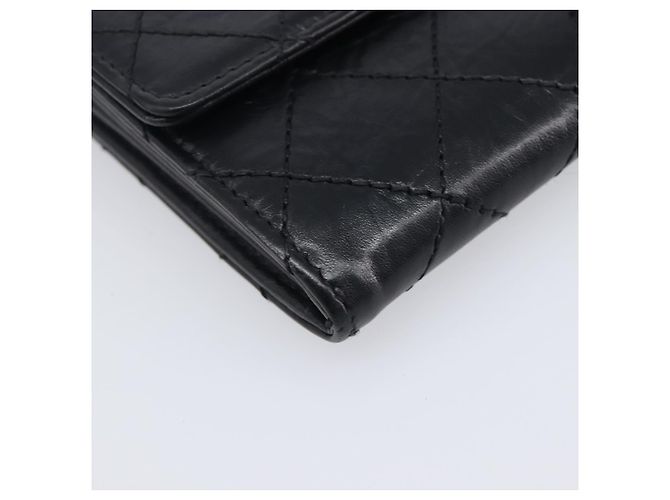 Mademoiselle Portafoglio lungo CHANEL 2.55 Matelassé in pelle nera con CC argento - vista 14