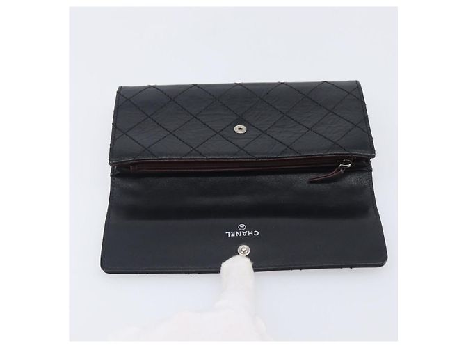 Mademoiselle Portafoglio lungo CHANEL 2.55 Matelassé in pelle nera con CC argento - vista 18