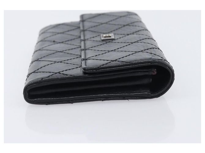 Mademoiselle Portafoglio lungo CHANEL 2.55 Matelassé in pelle nera con CC argento - vista 3