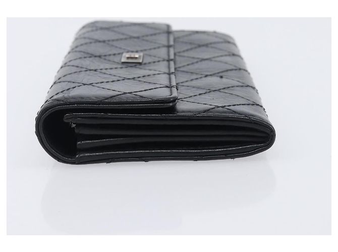 Mademoiselle Portafoglio lungo CHANEL 2.55 Matelassé in pelle nera con CC argento - vista 4