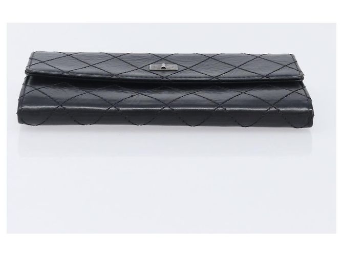 Mademoiselle Portafoglio lungo CHANEL 2.55 Matelassé in pelle nera con CC argento - vista 6