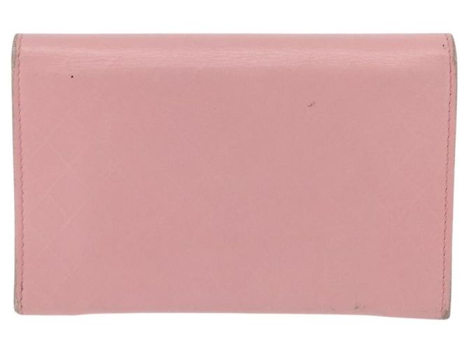 Carteira CHANEL em couro rosa e ouro CC - vista 2