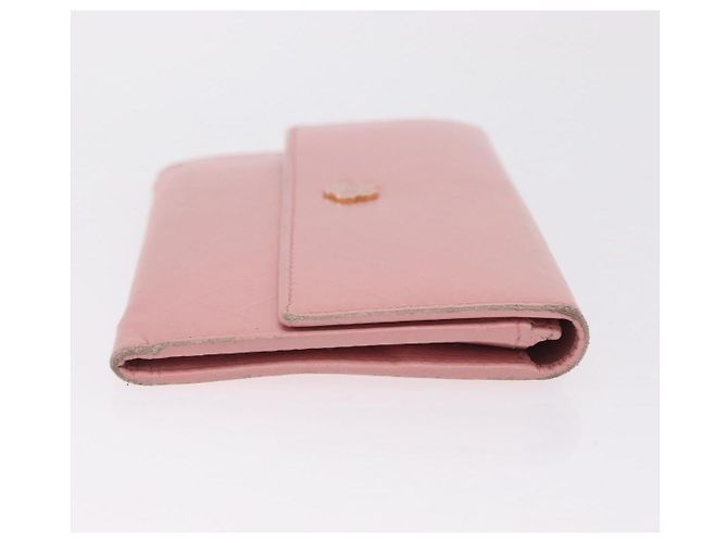 Carteira CHANEL em couro rosa e ouro CC - vista 6