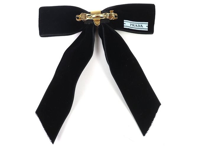 Prada Samt-Haarklammer mit Dreiecks-Logo-Plakette - Ansicht 2