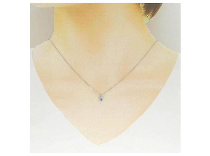 Autre Marque Platin-Halskette mit Aquamarin und Diamanten - Ansicht 6