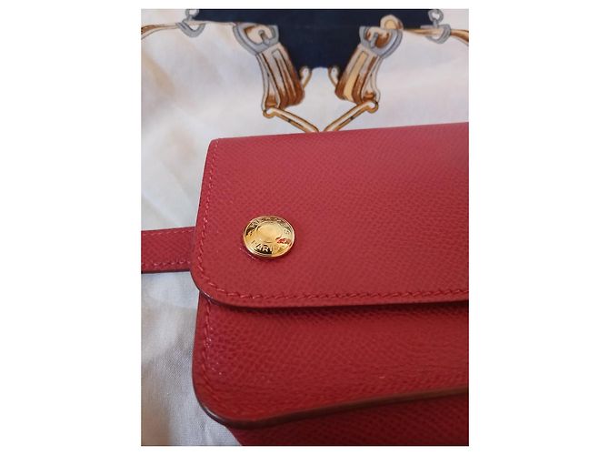 Hermès Belt Pouch in red vintage 1996 courcevel leather - view 7
