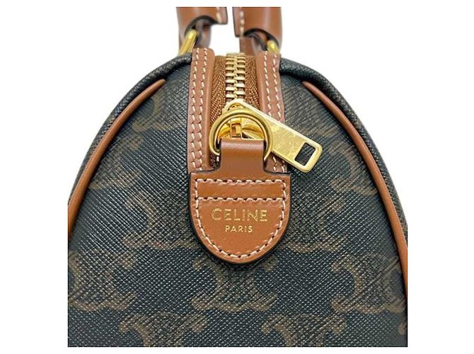 Borsa Boston Céline Marrone in Pelle e PVC - vista 6
