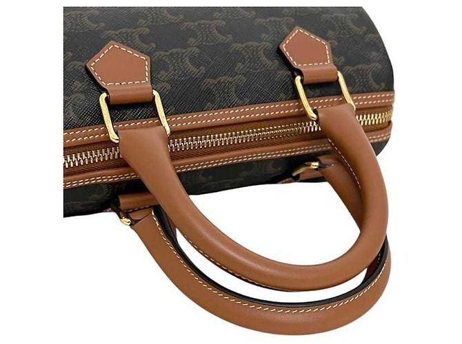 Borsa Boston Céline Marrone in Pelle e PVC - vista 8