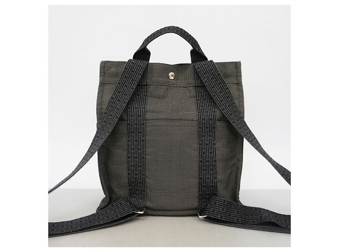 Hermès Mochila de nailon gris para mujer Hermes - vista 8