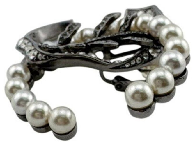 Brincos de pressão Chanel Silver Leaf - vista 5
