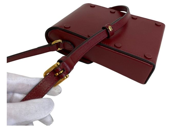 Borsa a tracolla Gucci Horsebit in pelle rossa - vista 11