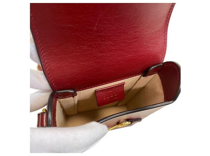 Borsa a tracolla Gucci Horsebit in pelle rossa - vista 7
