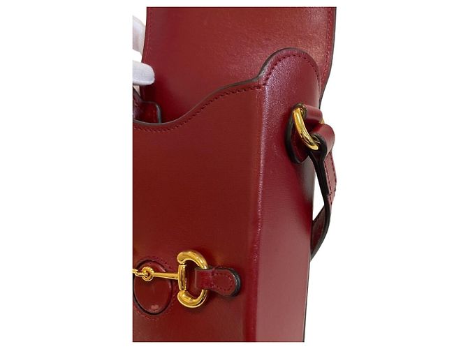 Borsa a tracolla Gucci Horsebit in pelle rossa - vista 9