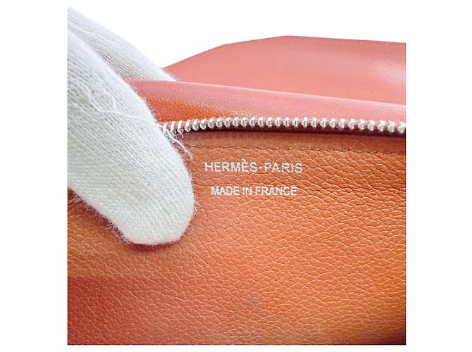 Hermès Carteira longa Hermes em couro castanho - vista 12