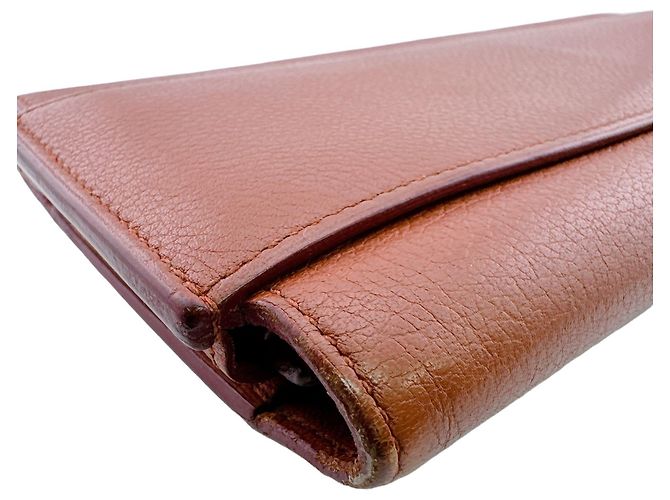Hermès Carteira longa Hermes em couro castanho - vista 3
